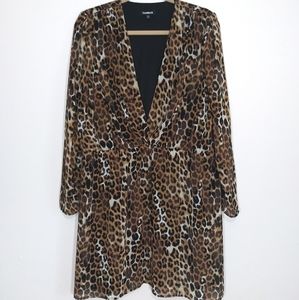 Express Leopard Print Dress Long Sleeve Size XL